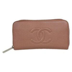 CHANEL - A50071 Pink Calfskin Long Wallet